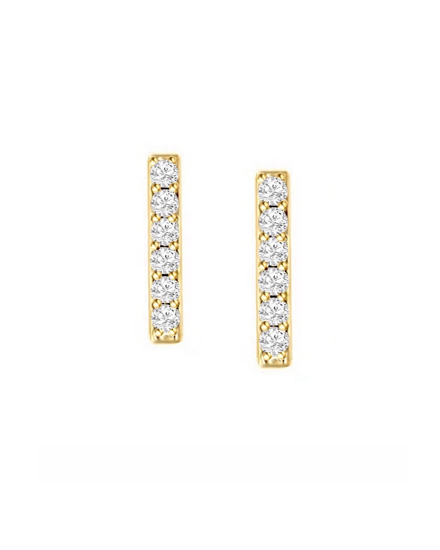 14K Diamond Bar Studs