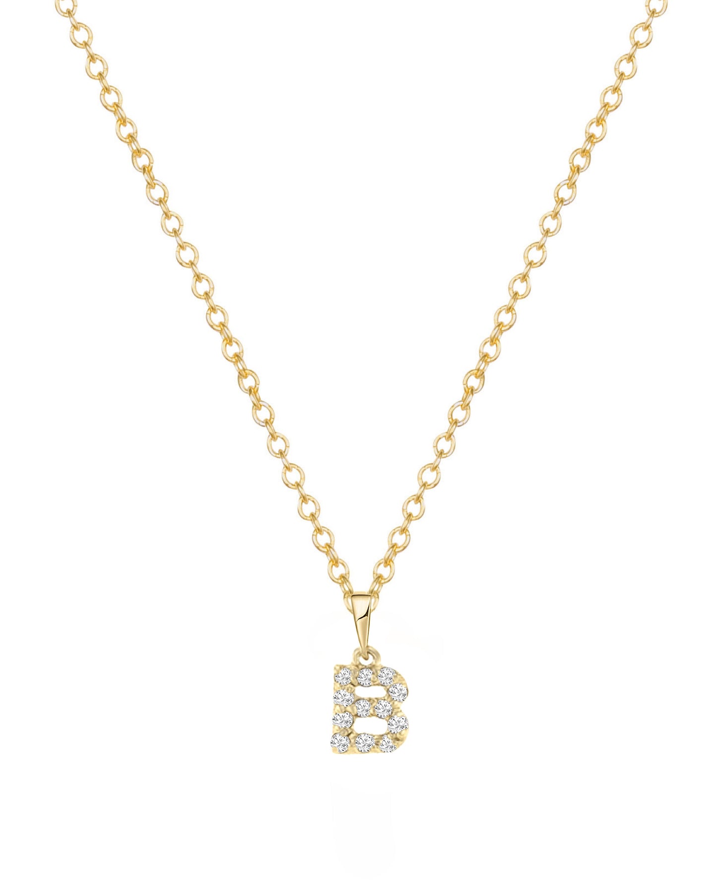 14K Tiny Diamond Initial Necklace