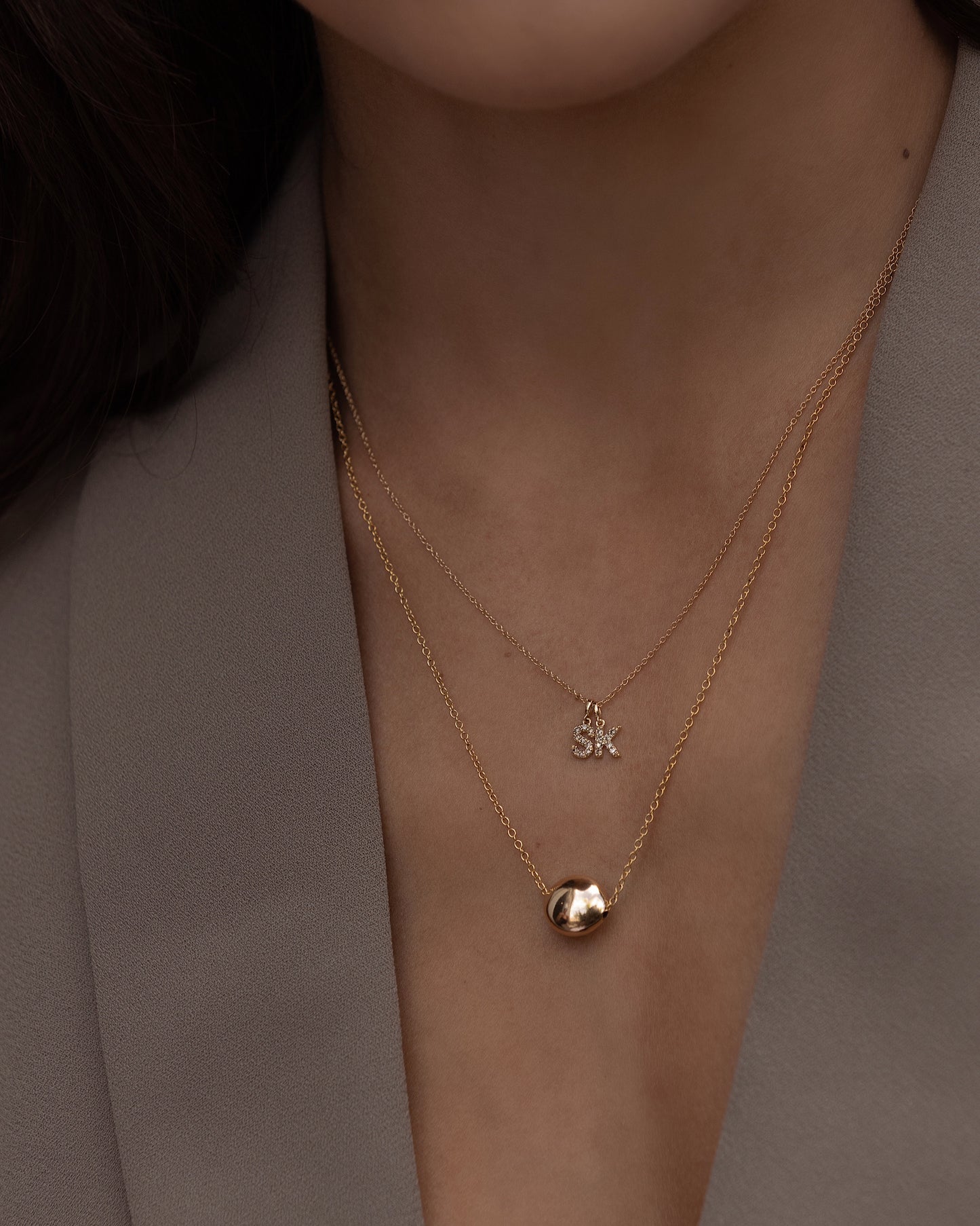 14K Tiny Diamond Initial Necklace