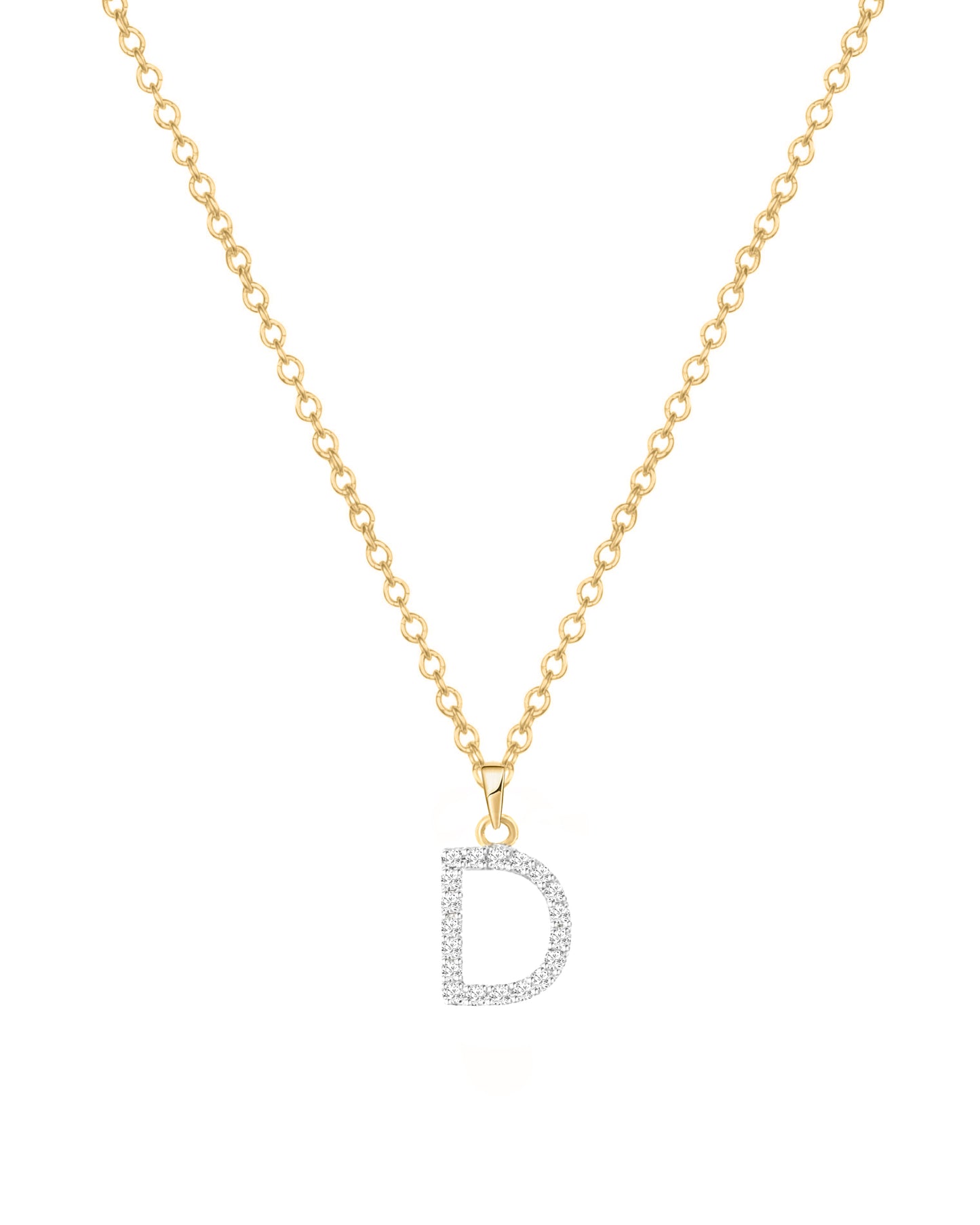 14K Large Diamond Initial Necklace