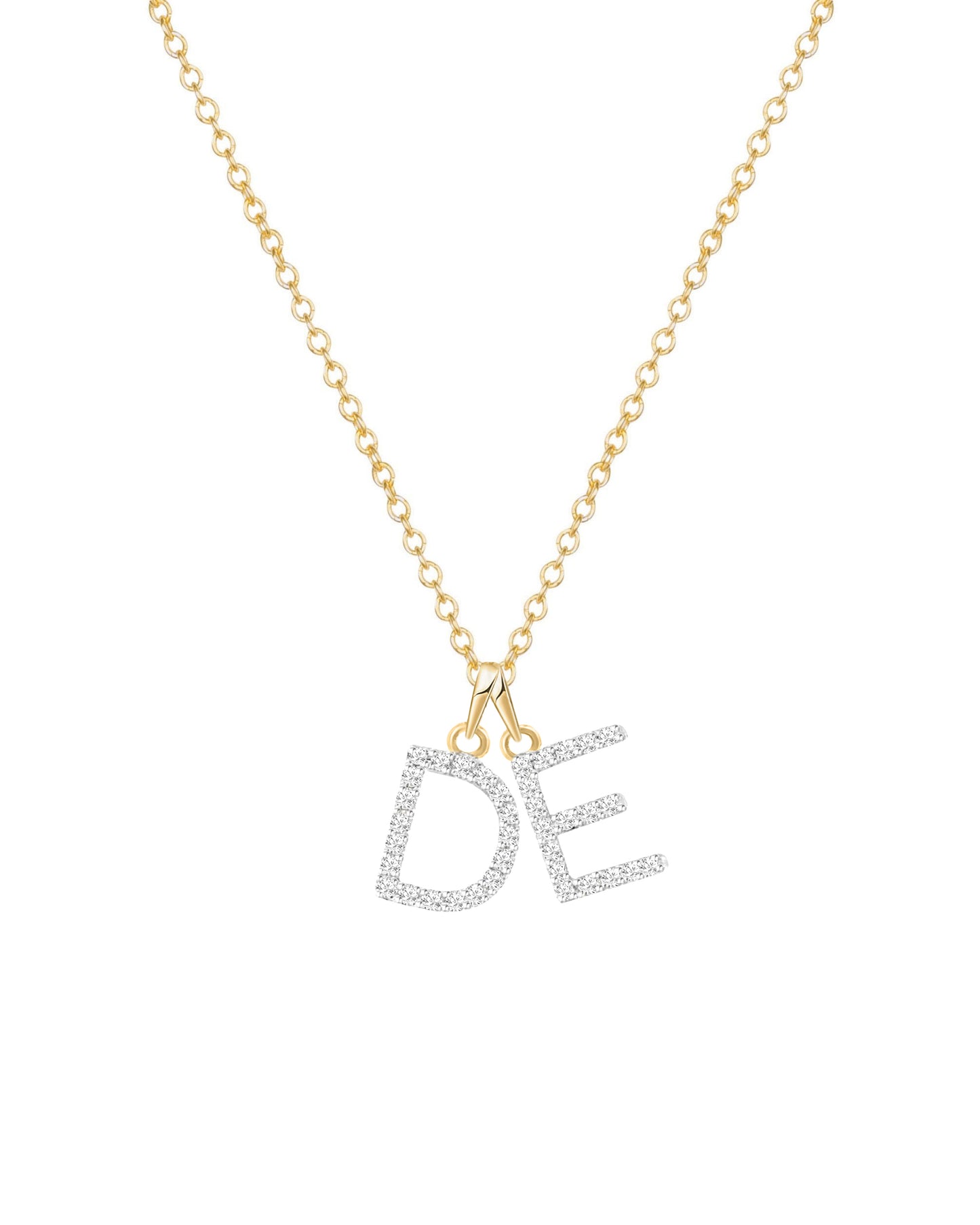 14K Large Diamond Initial Necklace