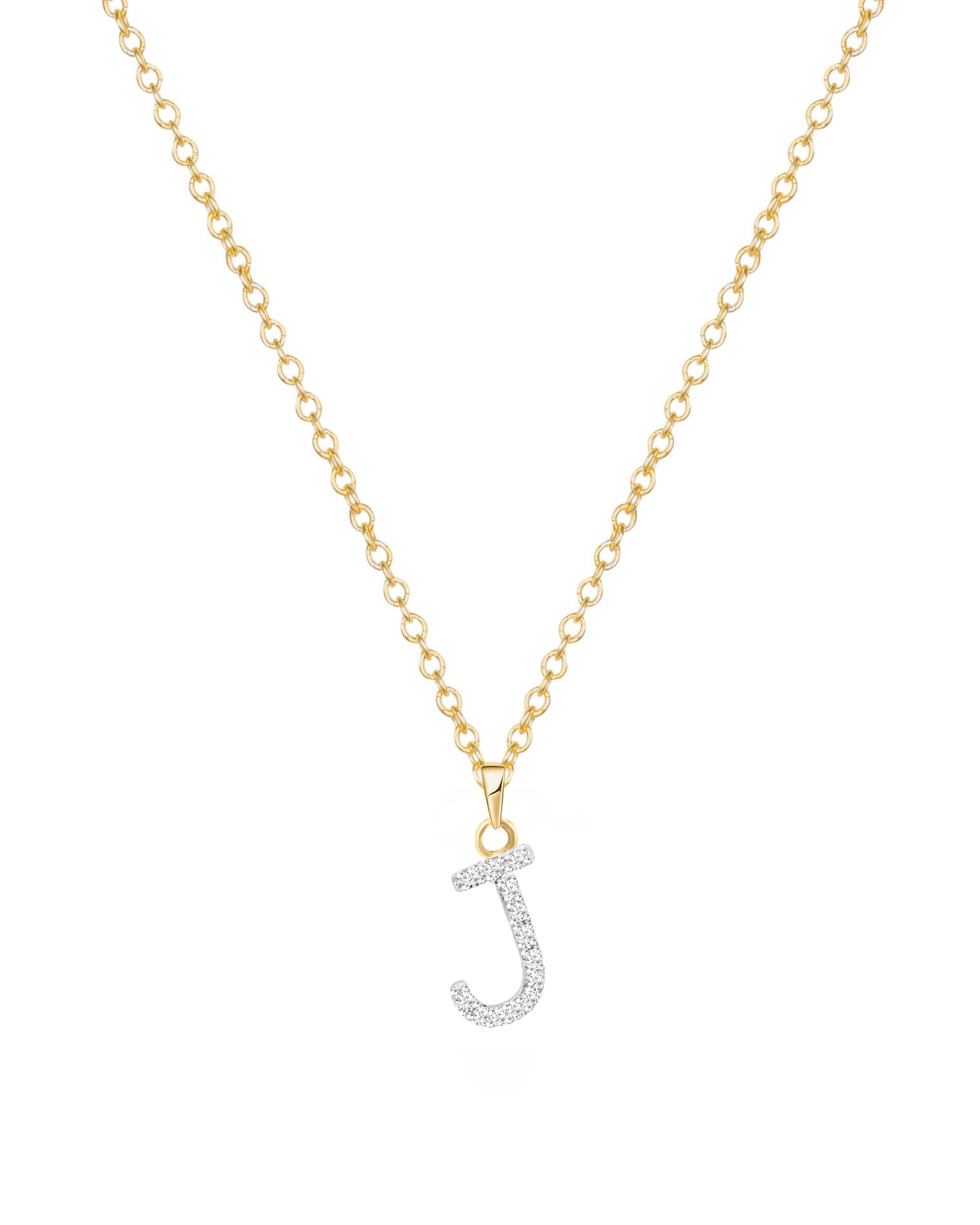 14K Large Diamond Initial Necklace