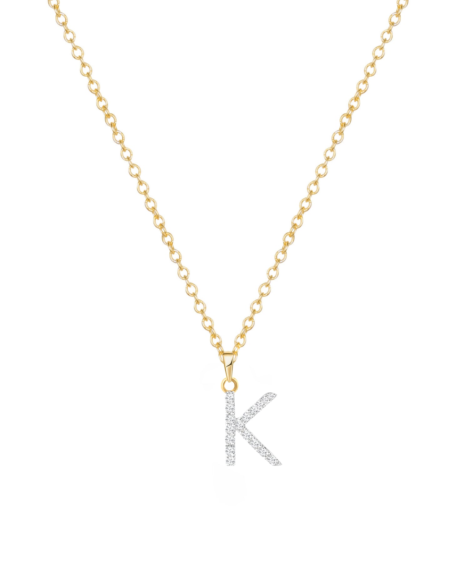 14K Large Diamond Initial Necklace