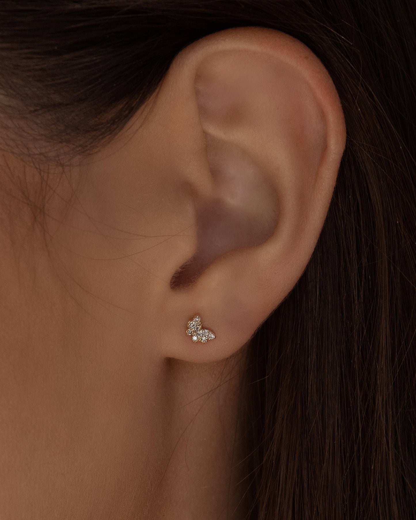 14K Diamond Butterfly Stud