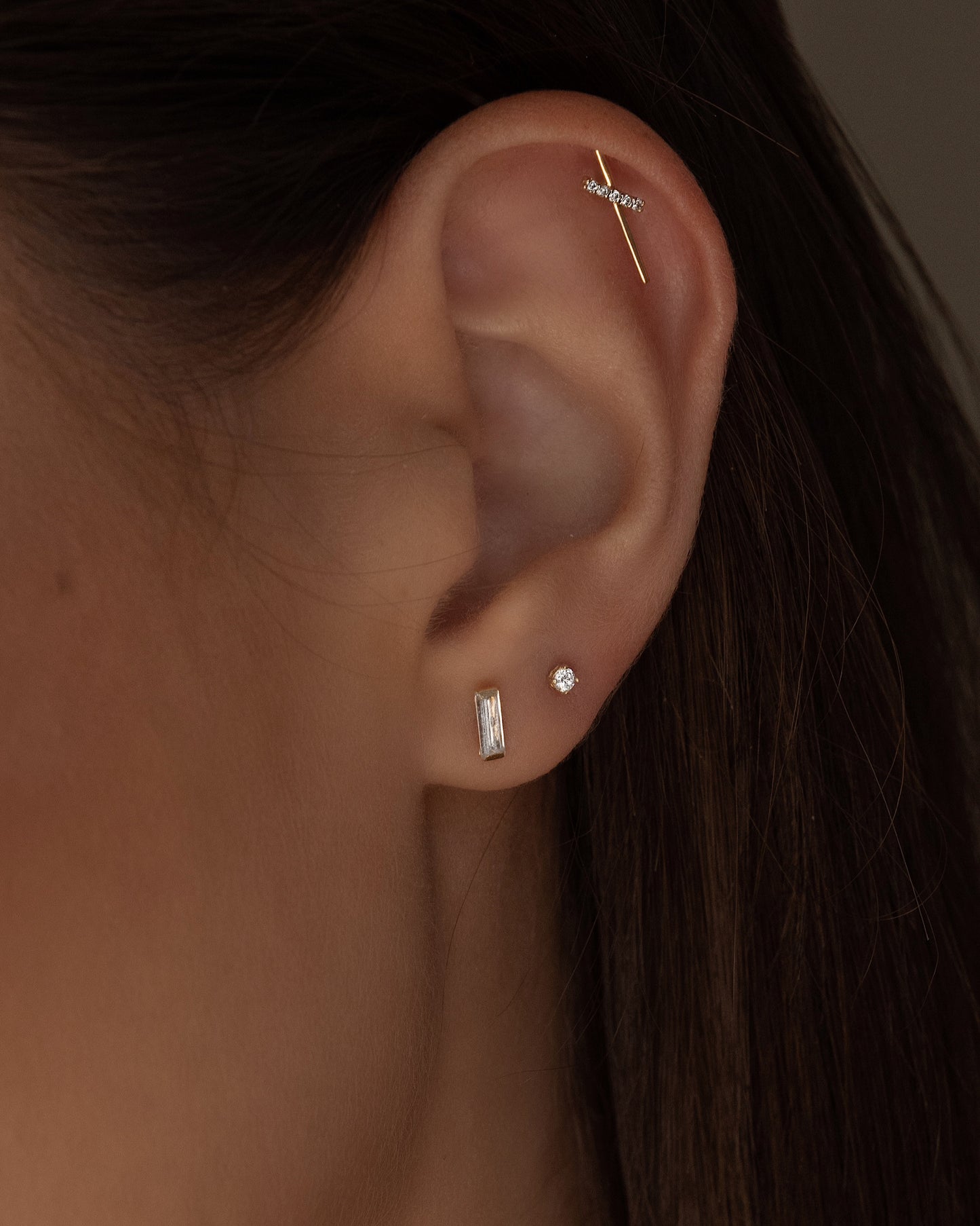 14K Baguette Studs