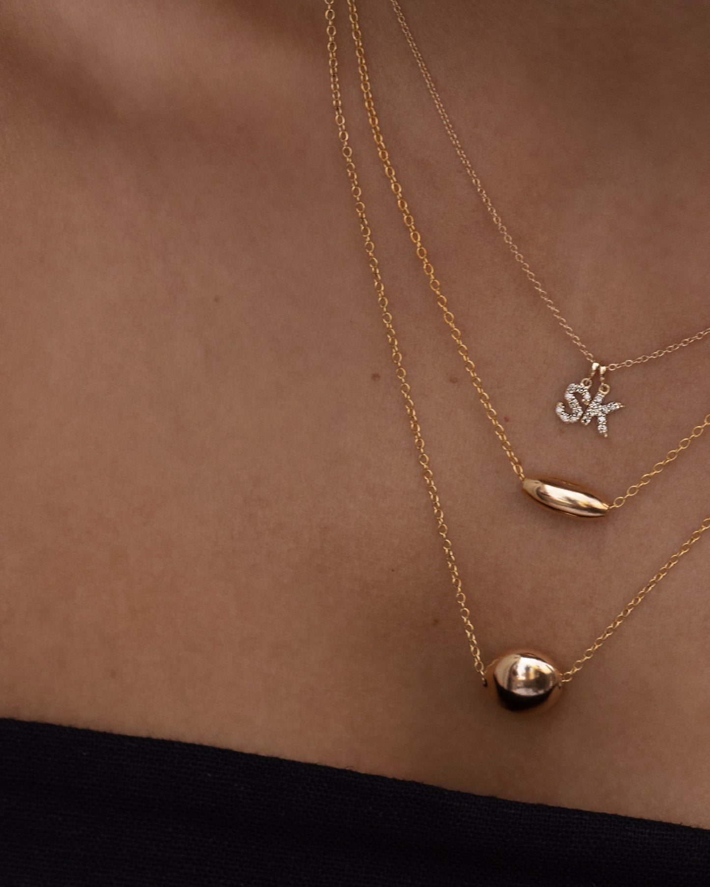 14K Tiny Diamond Initial Necklace