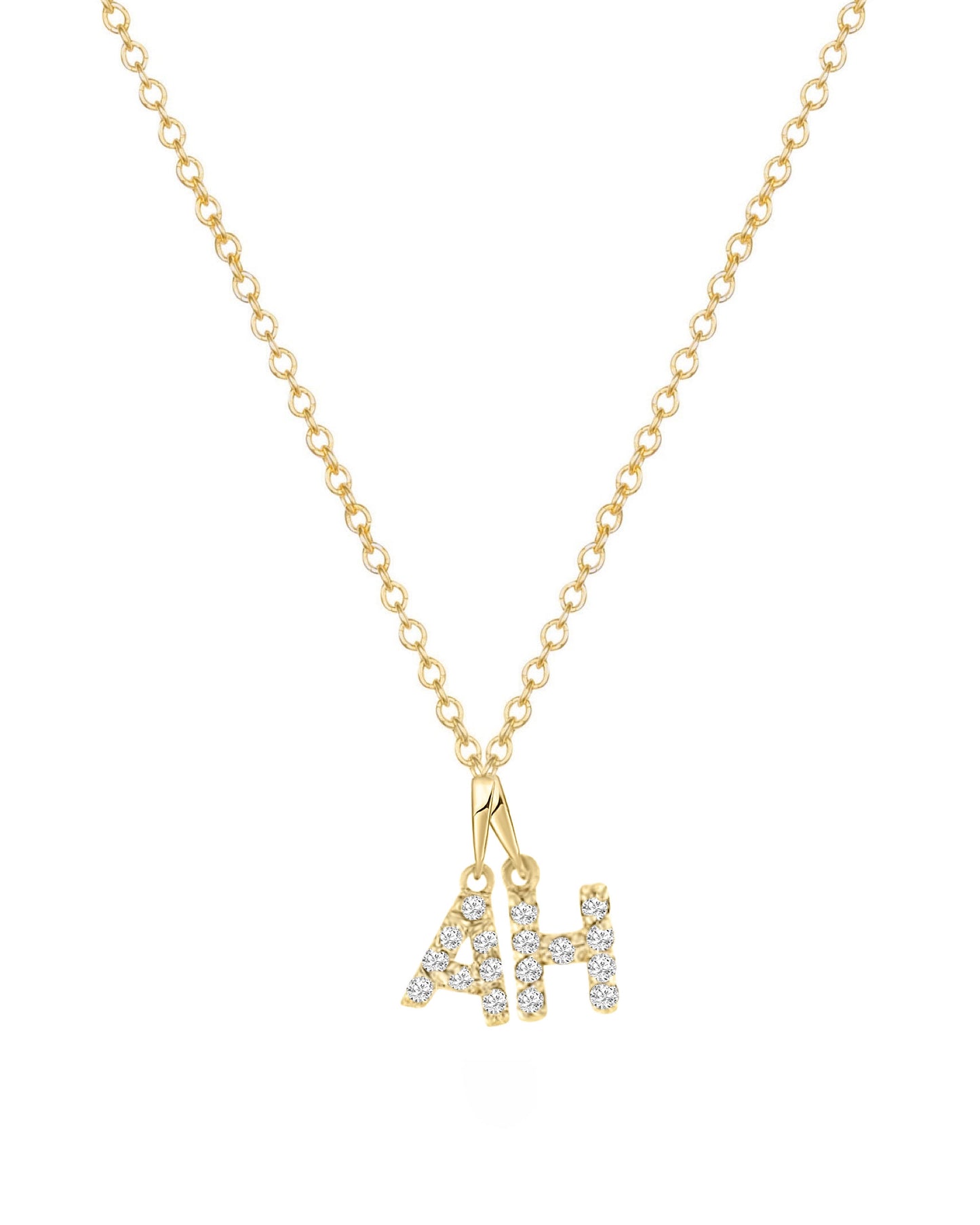 14K Tiny Diamond Initial Necklace