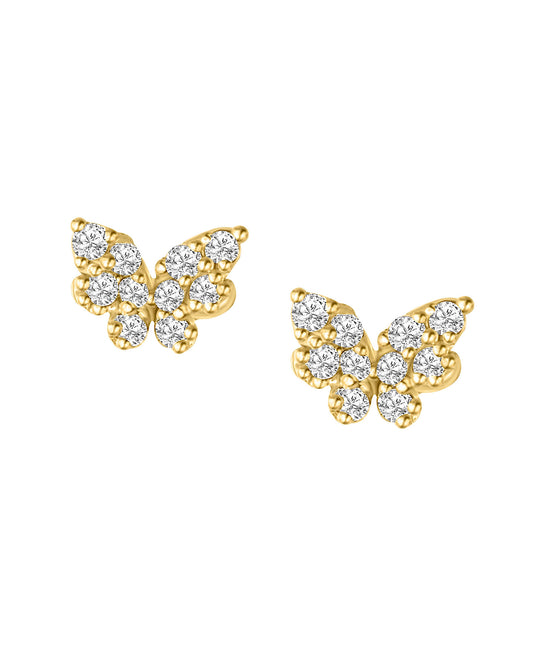 14K Diamond Butterfly Stud