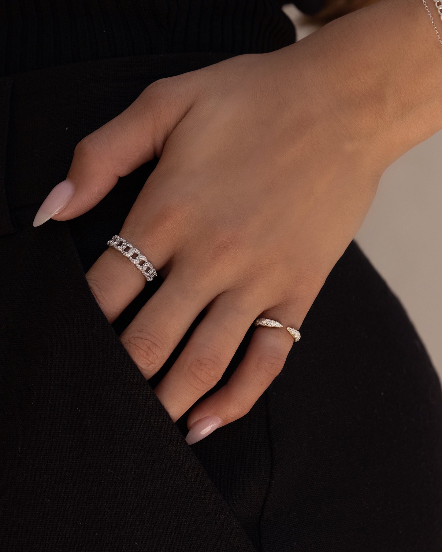 Diamond Chain Link Ring