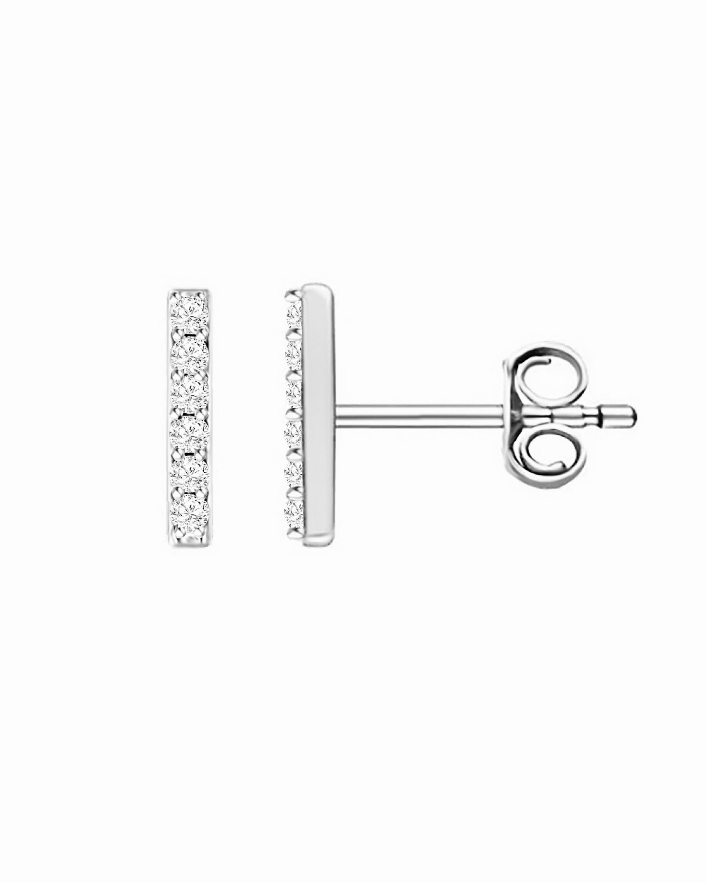 14K Diamond Bar Studs