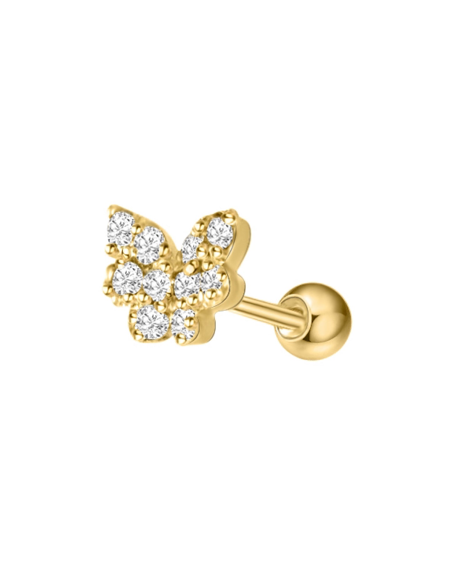 14K Diamond Butterfly Stud