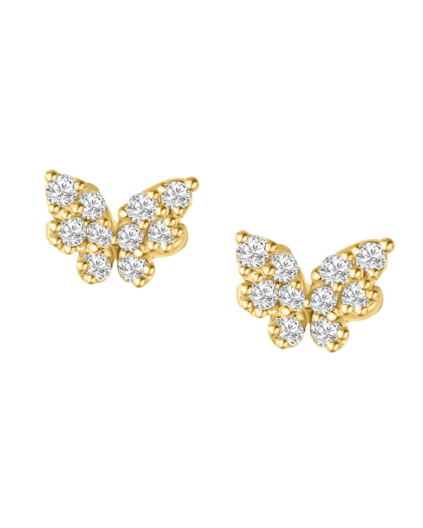 14K Diamond Butterfly Stud