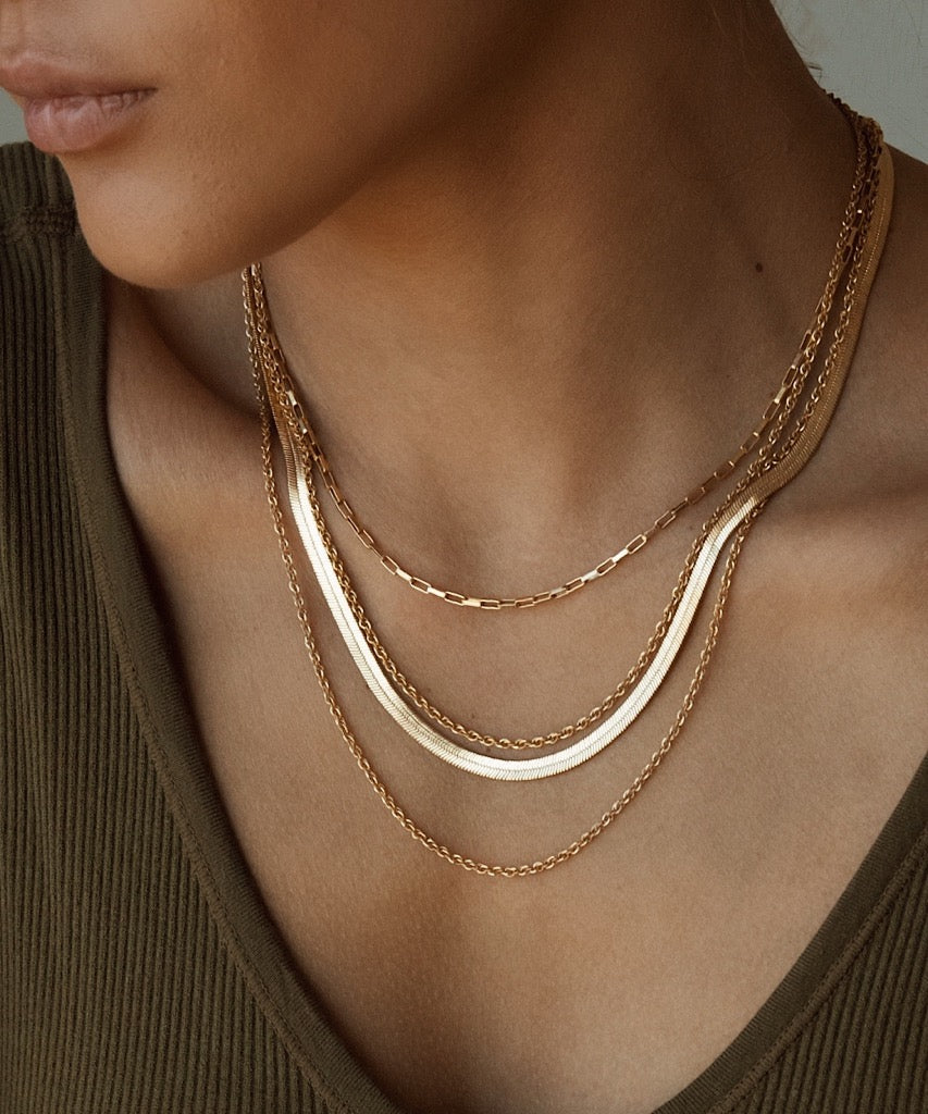 Herringbone Chain - 3mm | Women's Gold Necklace - Dynasty Collect