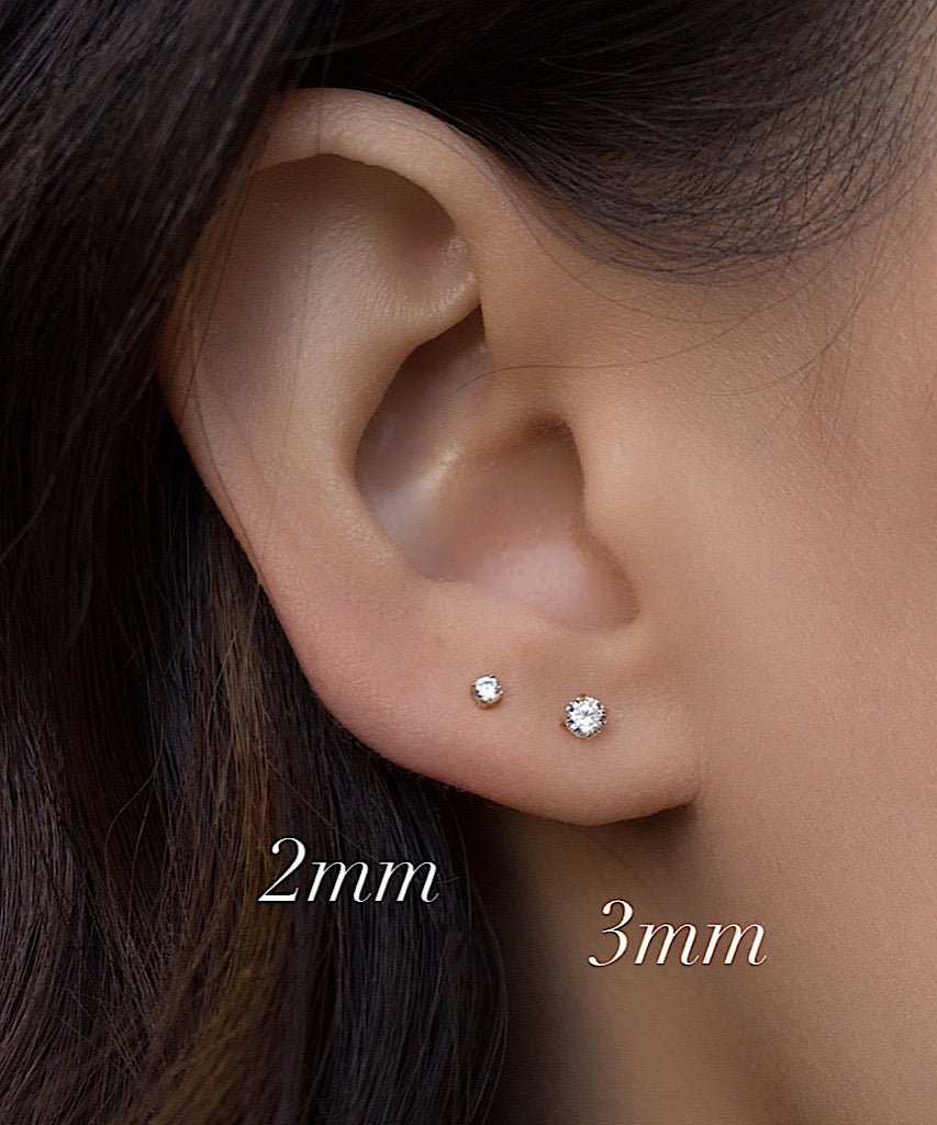 2mm screw online back earrings