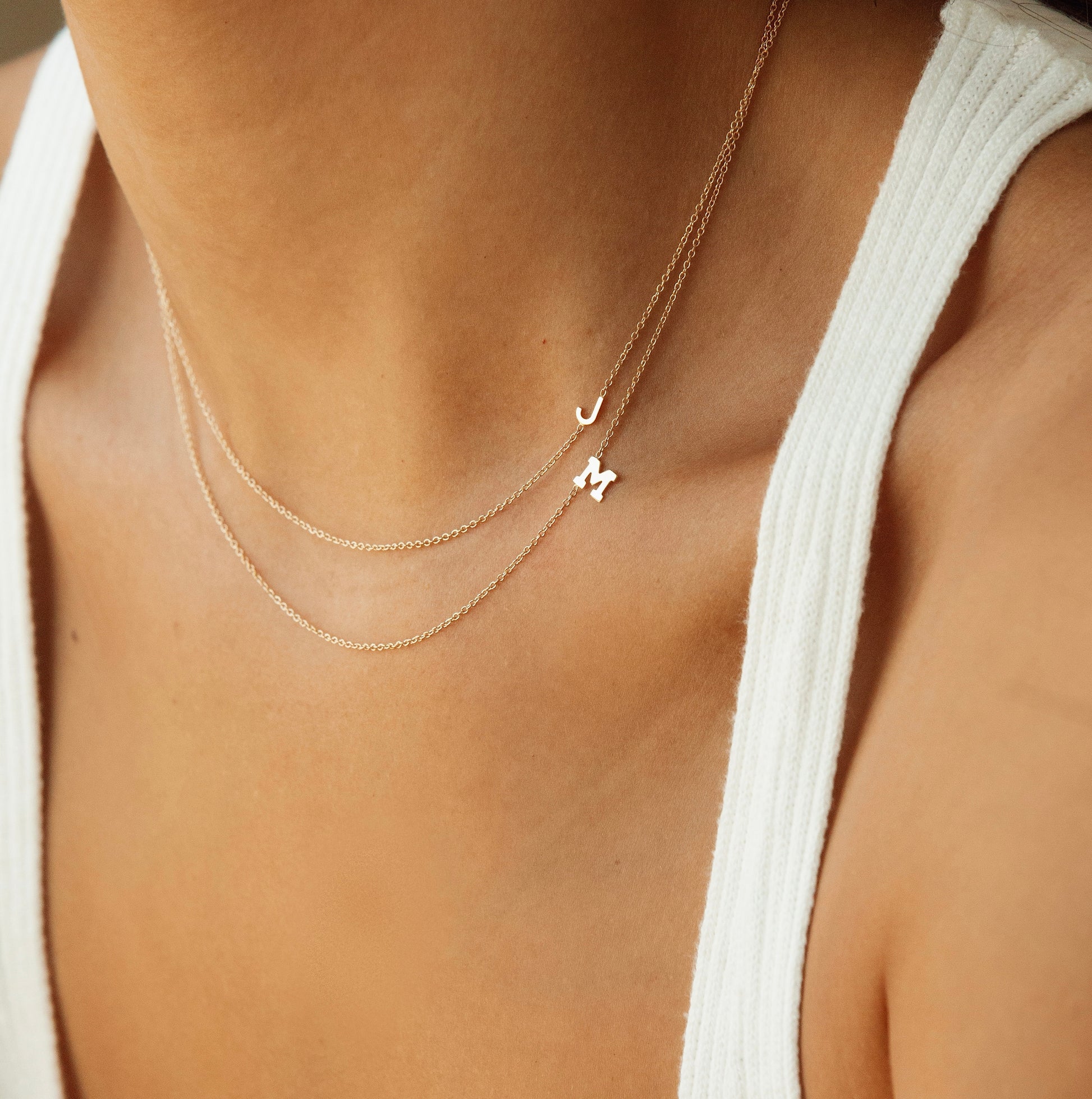 Delicate Cross Necklace and Initial Pendant U